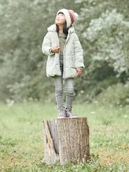 -Padded Coat with Hood & Sherpa Lining for Girls