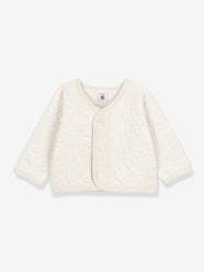 Baby-Jumpers, Cardigans & Sweaters-Cardigans-Quilted Double Knit Cardigan for Babies - PETIT BATEAU