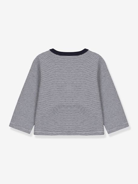 Pinstriped Cardigan in Thick Jersey Knit for Babies - PETIT BATEAU navy blue 