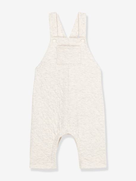 Quilted Double Knit Dungarees for Babies - PETIT BATEAU marl beige 