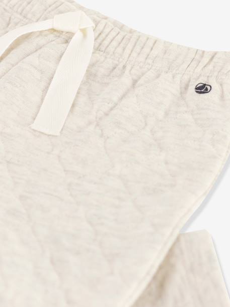 Quilted Double Knit Trousers for Babies - PETIT BATEAU marl beige 