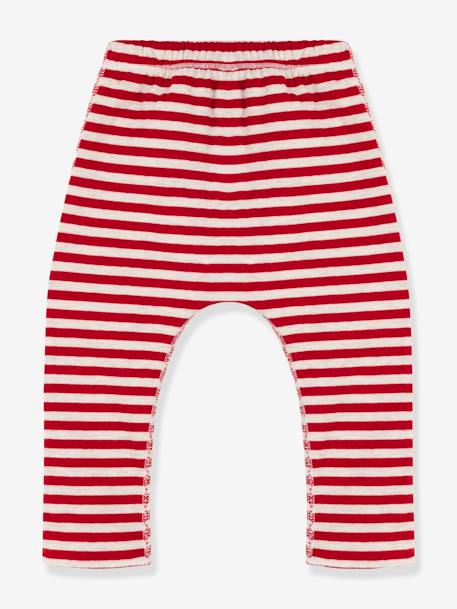 Striped Double Knit Trousers for Babies - PETIT BATEAU red 