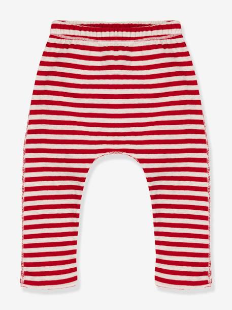 Striped Double Knit Trousers for Babies - PETIT BATEAU red 