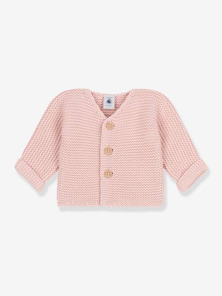 Purl Stitch Cardigan for Babies in Organic Cotton by Petit Bateau rose 