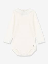 Baby-Long Sleeve Organic Cotton Bodysuit with Fancy Collar, by Petit Bateau