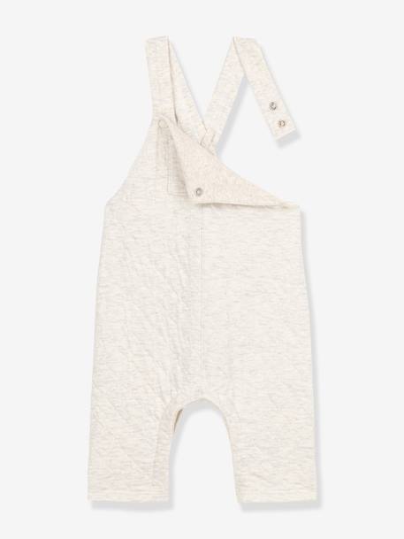 Quilted Double Knit Dungarees for Babies - PETIT BATEAU marl beige 