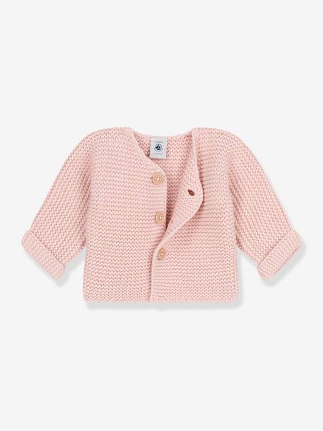 Purl Stitch Cardigan for Babies in Organic Cotton by Petit Bateau rose 