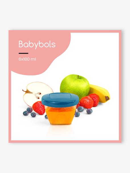 Pack of 6 Airtight Babybol Pots (180 ml) by BABYMOOV Light Orange 