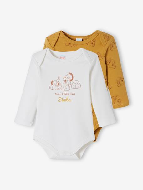 Pack of 2 Bodysuits, The Lion King by Disney®, for Babies YELLOW DARK SOLID WITH DESIGN 