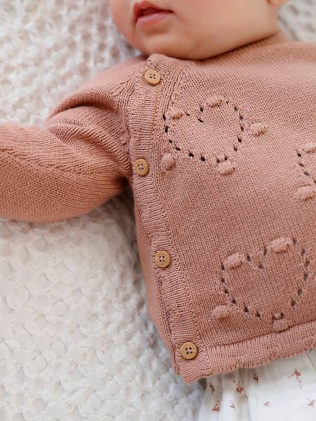 Cardigan-like Top for Newborn Babies BROWN LIGHT SOLID WITH DESIGN 