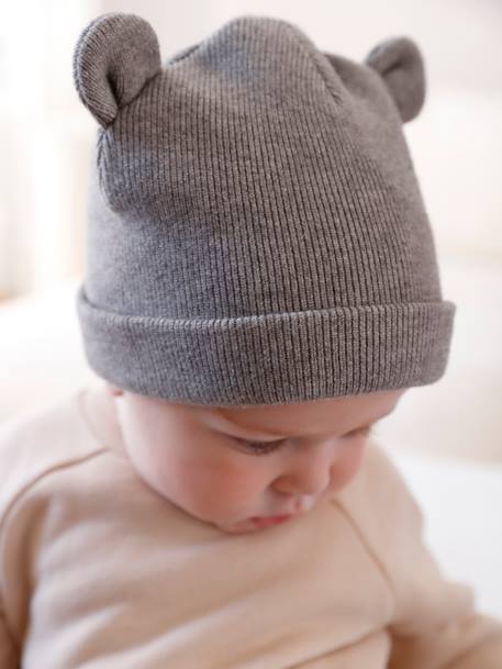 Beanie with Ears for Babies GREY LIGHT MIXED COLOR 