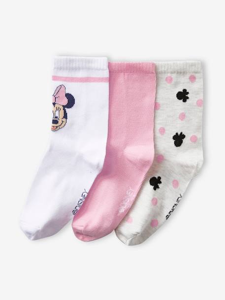 Pack of 3 Pairs of Minnie Mouse Socks by Disney® PINK MEDIUM SOLID 