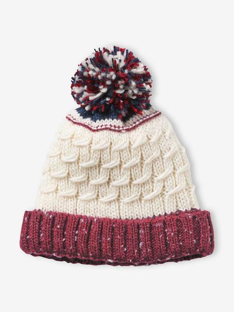 Cable-Knit Beanie for Boys RED DARK 2 COLOR/MULTICOLOR 