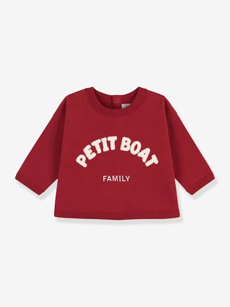 Cotton Sweatshirt for Babies, by PETIT BATEAU red 