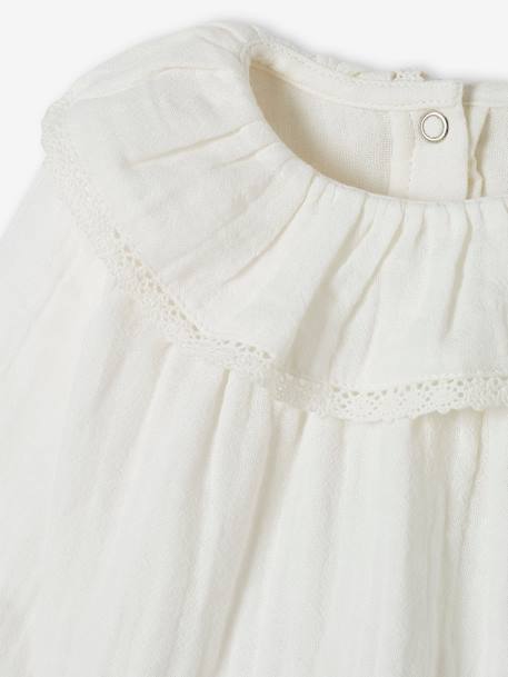 Cotton Gauze Blouse with Frilly Collar for Baby ecru 