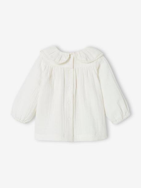 Cotton Gauze Blouse with Frilly Collar for Baby ecru 