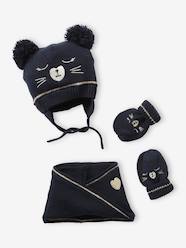 Baby-Accessories-Hats-Jacquard Knit Beanie + Snood + Mittens Set for Baby Girls