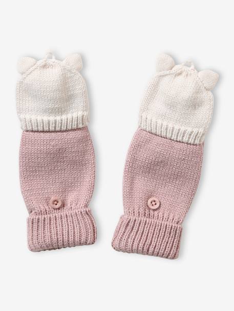 Knitted Unicorn Mittens/Gloves for Girls PINK LIGHT SOLID WITH DESIGN 