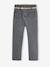 Paperbag-Style Jeans with Braided Belt for Girls GREY LIGHT WASCHED 
