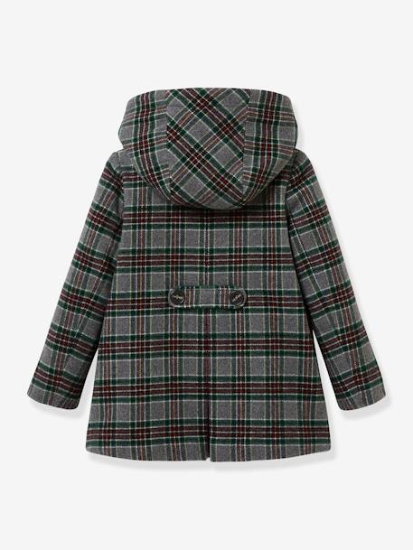 Woollen Coat for Girls, by CYRILLUS chequered green 