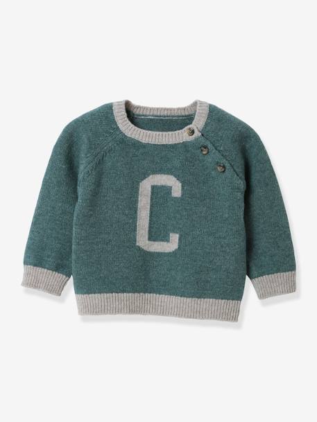 Lambswool Jumper for Babies, by CYRILLUS sage green 