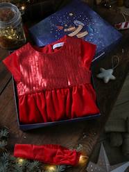 Baby-Dresses & Skirts-Christmas Gift Box, Sequinned Dress & Matching Headband for Babies