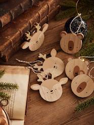 Set of 6 Flat Christmas Baubles in Wood