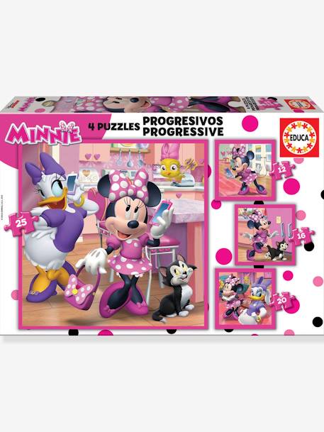 4-in-1 Progressive Puzzles, Disney's Minnie - EDUCA rose 