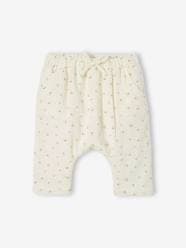 Harem-Style Trousers in Lined Cotton Gauze for Baby
