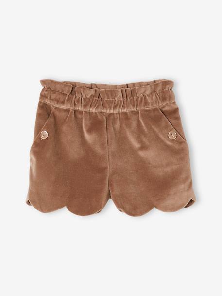 Velour Shorts for Girls mocha 