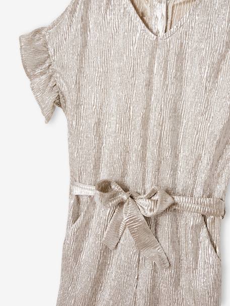 Occasion Wear, Short Ruffled Sleeve Jumpsuit in Lamé for Girls gold 