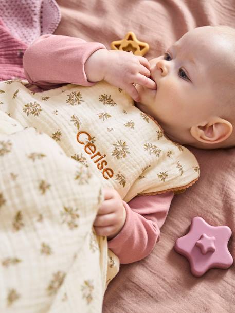 Sleeveless Baby Sleep Bag in Cotton Gauze, Barn BEIGE LIGHT ALL OVER PRINTED 
