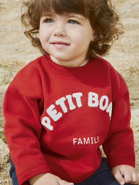 Cotton Sweatshirt for Babies, by PETIT BATEAU red 