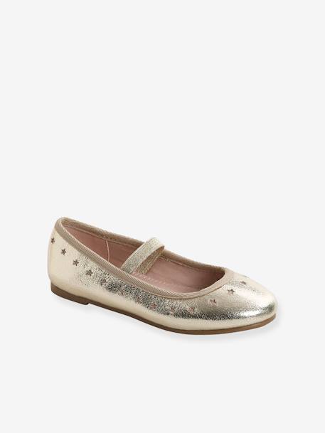 Iridescent Mary Jane Shoes for Girls gold+rose 