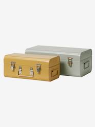 Bedroom Furniture & Storage-Storage-Storage Boxes & Baskets-Set of 2 Nesting Metal Trunks