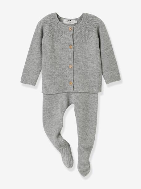 Knitted Outfit for Babies, by CYRILLUS marl grey 