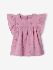 Girls-Cotton Gauze Blouse with Embroidered Flowers for Girls