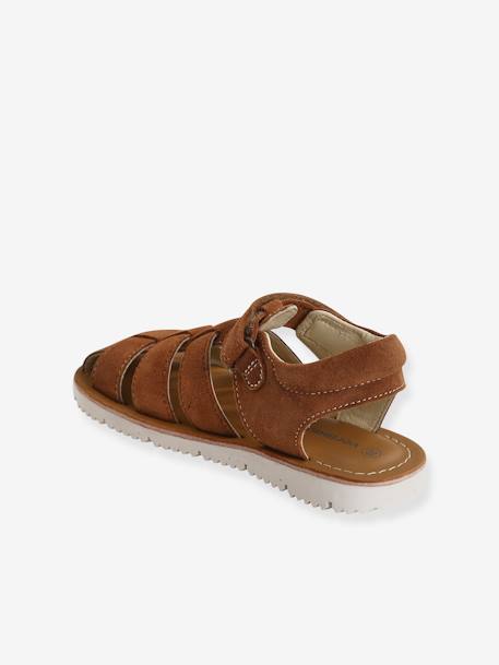 Leather Sandals with Touch Fastening Strap, for Baby Boys camel+GREEN DARK SOLID 