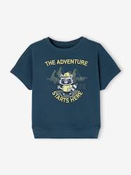 Boys-Tops-T-Shirts-Fleece Top, Adventure Motif with Fluorescent Details, for Boys