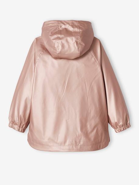 Metallised Raincoat with Hood, for Girls rose 