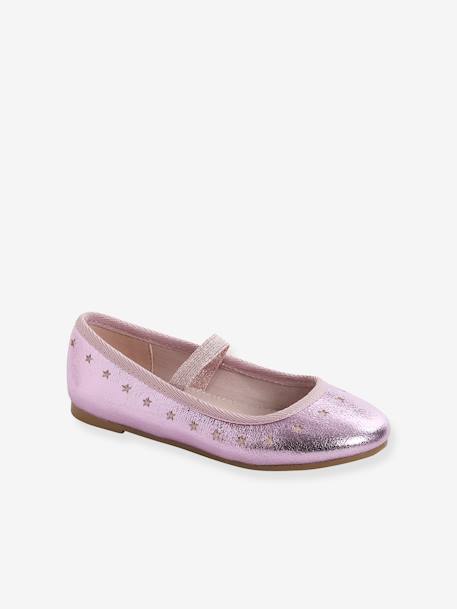 Iridescent Mary Jane Shoes for Girls gold+rose 
