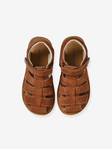 Leather Sandals with Touch Fastening Strap, for Baby Boys camel 