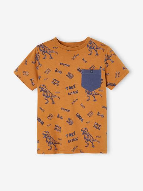 T-Shirt with Graphic Motifs for Boys anthracite+cinnamon+lichen+marl white+pecan nut+slate blue+terracotta 