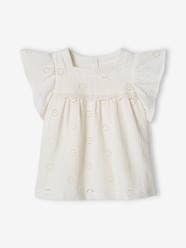 Girls-Cotton Gauze Blouse with Embroidered Flowers for Girls
