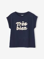 Girls-T-Shirt with Message in Flower Motifs for Girls
