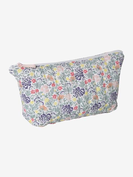Toiletry Bag in Cotton for Children ecru+printed pink 
