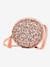 Round Padded Bag with Floral Print for Girls nude pink 