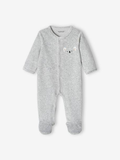Koala Sleepsuit in Velour, for Babies marl grey 
