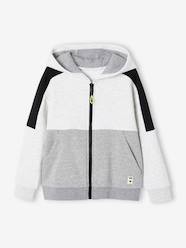 Boys-Cardigans, Jumpers & Sweatshirts-Sports Jacket with Zip & Hood, Colourblock Effect, for Boys
