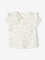 Baby-T-shirts & Roll Neck T-Shirts-T-Shirts-Wrap-Over Jacket in Cotton Gauze for Newborn Babies